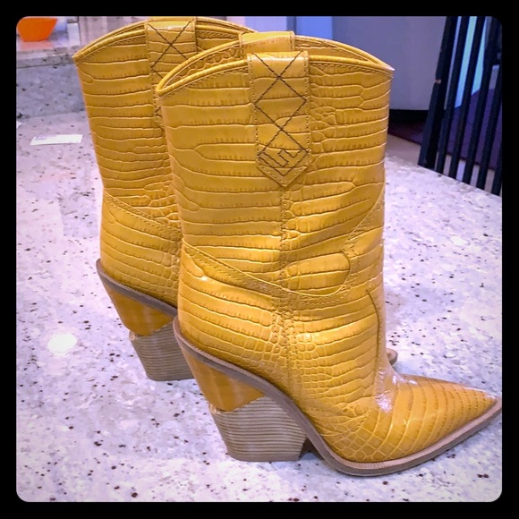 Fendi Shoes - Fendi yellow mid calf boots. Size 38.5, but run sm